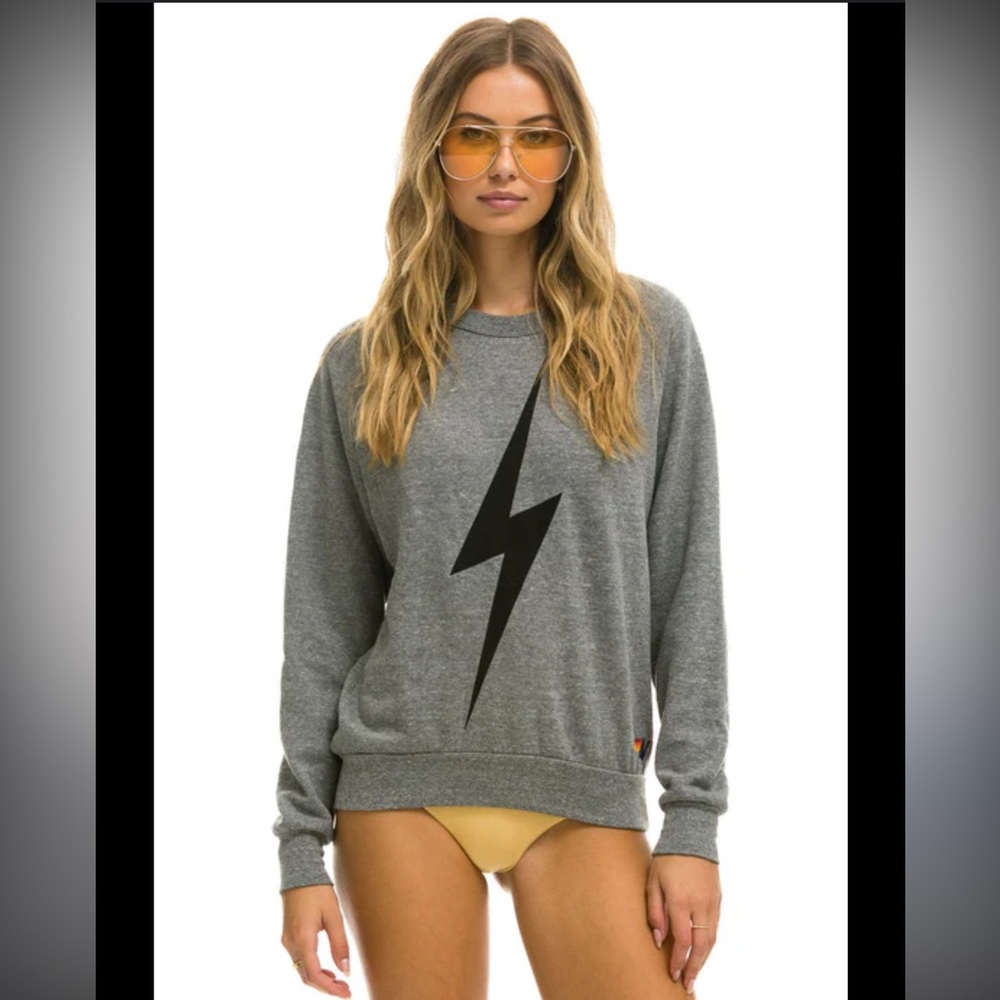 AVIATOR NATION BOLT SWEATSHIRT - HEATHER GREY SMALL